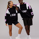 Man and woman wearing Unisex Slam Sweater Oversize - Black-Lilac
