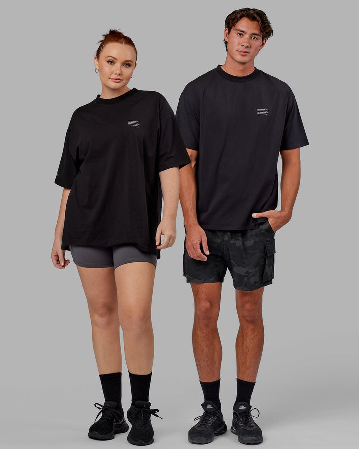 Duo wearing Unisex Strive FLXCotton Tee Oversize - Black-White