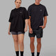 Duo wearing Unisex Strive FLXCotton Tee Oversize - Black-White