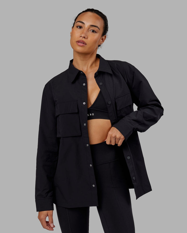 Woman wearing Unisex Utility Jacket - Black