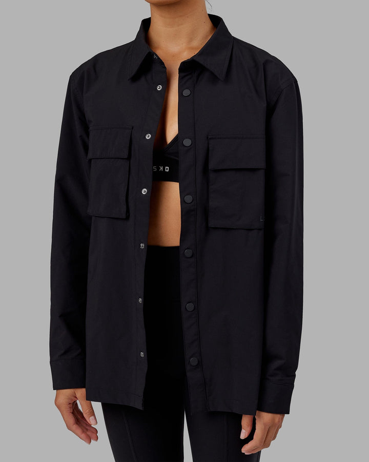 Woman wearing Unisex Utility Jacket - Black