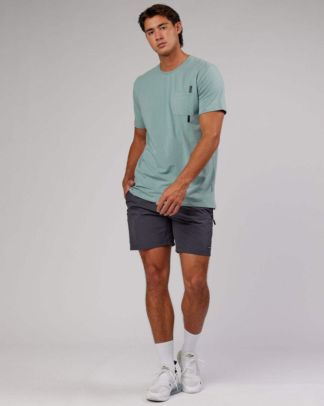 Man wearing Weld FLXCotton Pocket Tee - Frost