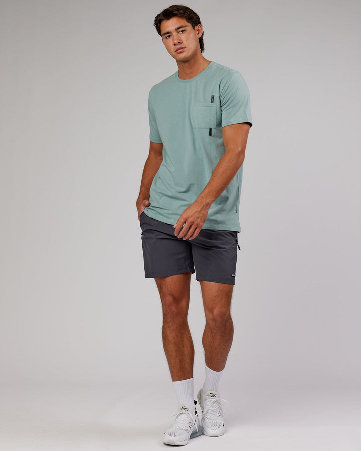 Man wearing Weld FLXCotton Pocket Tee - Frost