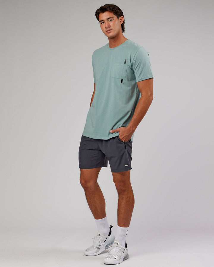 Man wearing Weld FLXCotton Pocket Tee - Frost