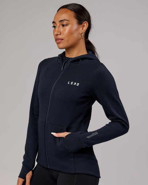 Womens Athlete ForgedFleece Zip Through Hoodie Dark Navy LSKD