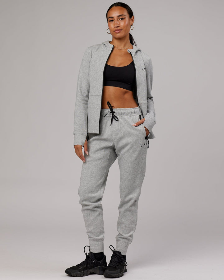 Woman wearing Athlete ForgedFleece Zip Through Hoodie - Lt Grey Marl