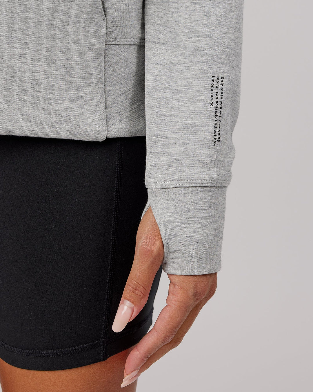 Woman wearing Athlete ForgedFleece Zip Through Hoodie - Lt Grey Marl
