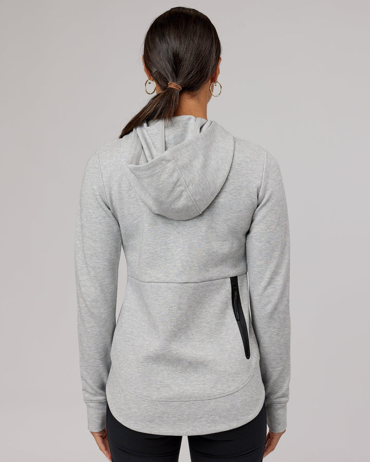Woman wearing Athlete ForgedFleece Zip Through Hoodie - Lt Grey Marl