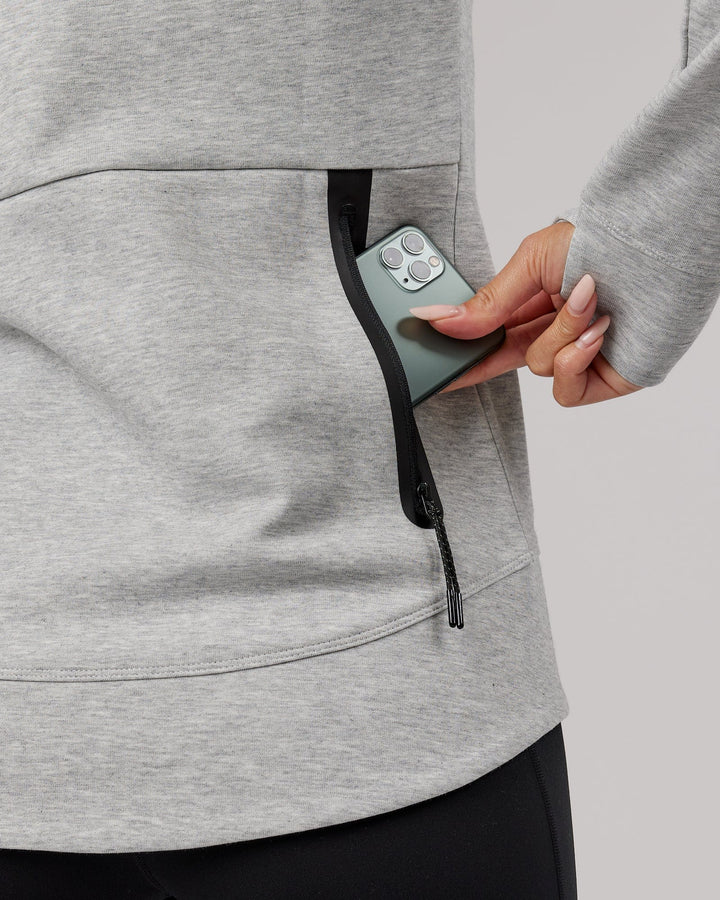 Woman wearing Athlete ForgedFleece Zip Through Hoodie - Lt Grey Marl