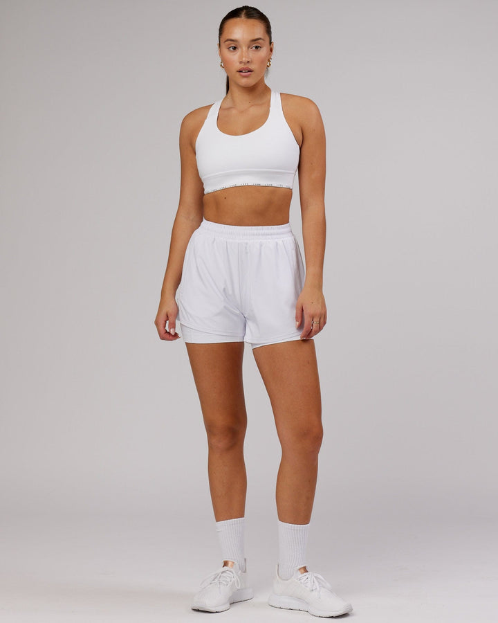 Woman wearing Challenger Run Short - White