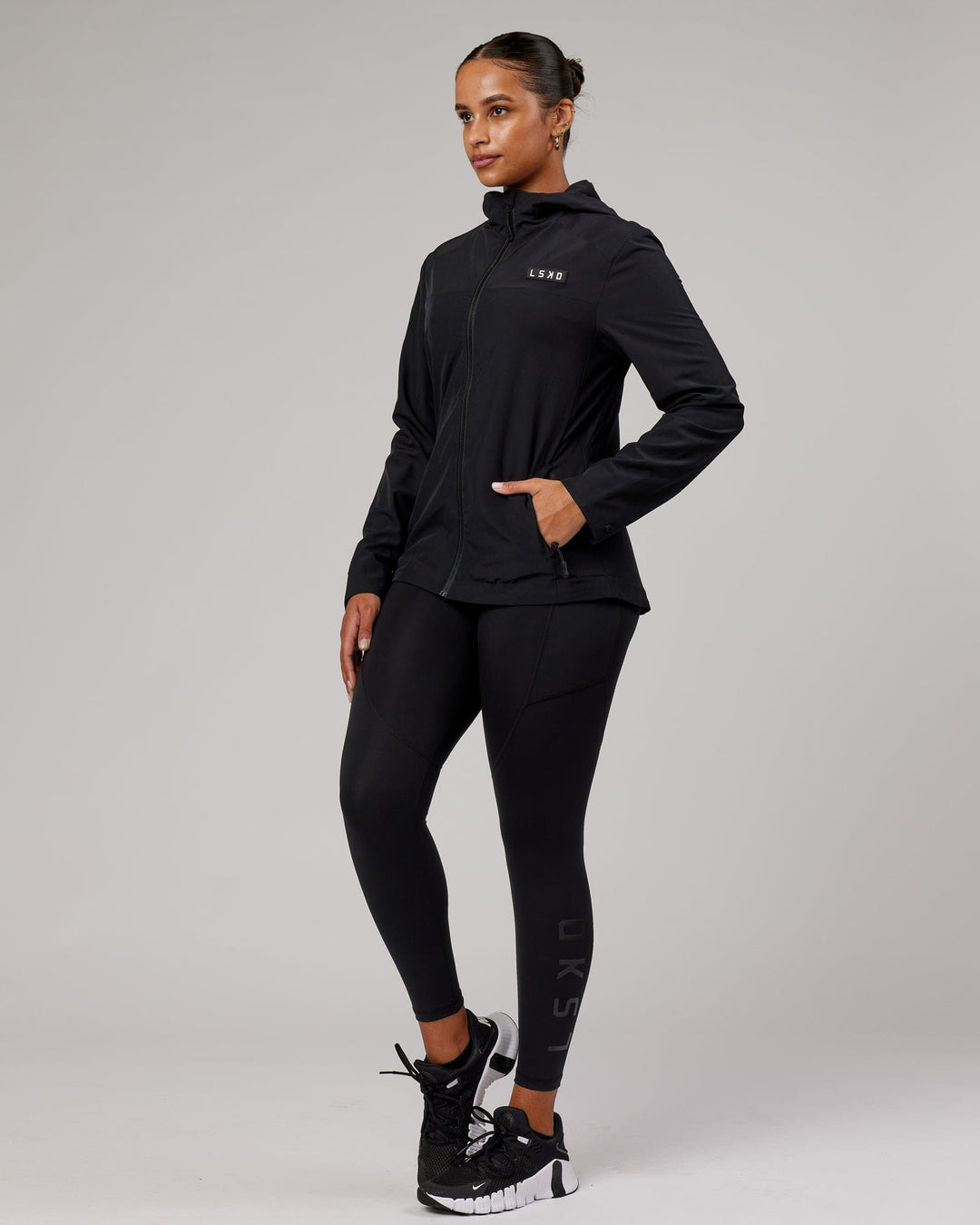 Woman wearing Womens Functional Training Jacket - Black