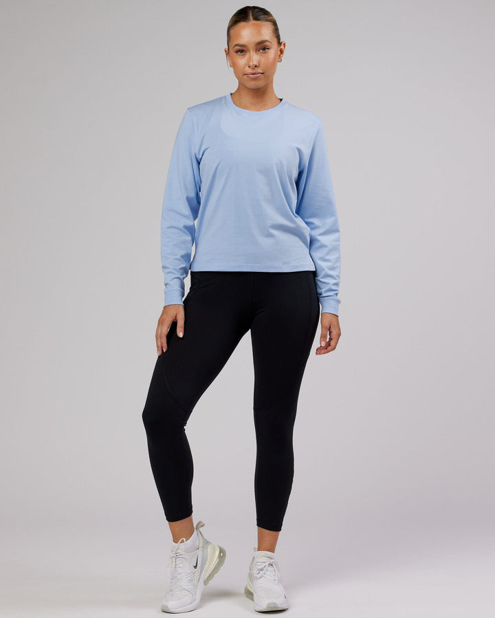 Woman wearing PimaFLX LS Tee - Windsurfer