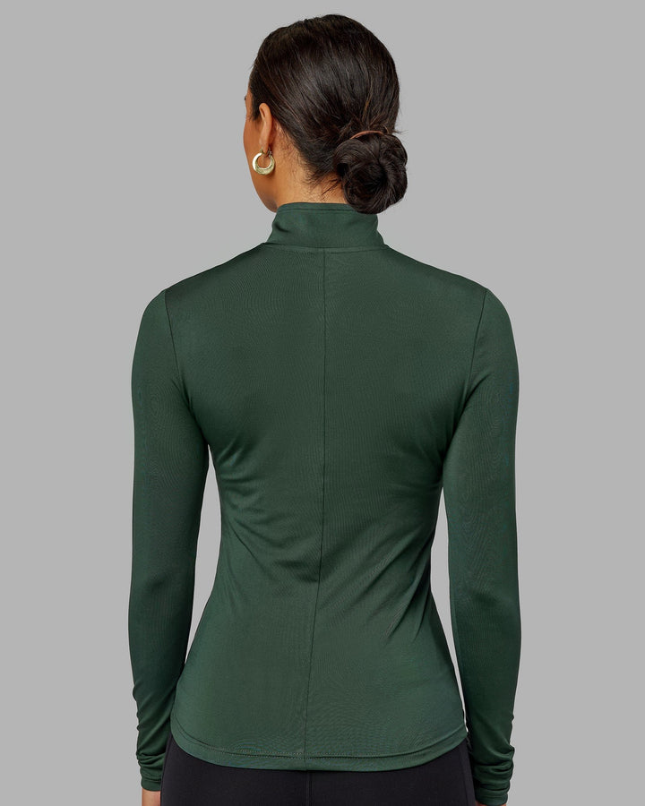Woman wearing Streamlined 1/4 Zip LS Tee - Vital Green