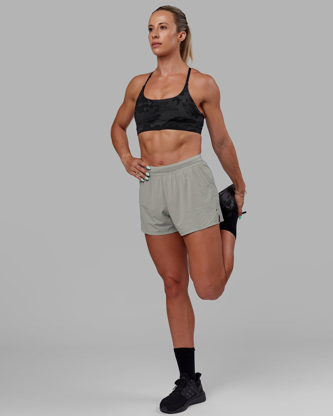 Woman wearing Ultra Air Lined Performance Short - Alloy