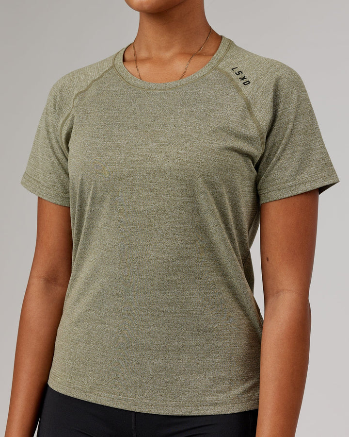 Woman wearing Olive Marl Perform VapourLFX 