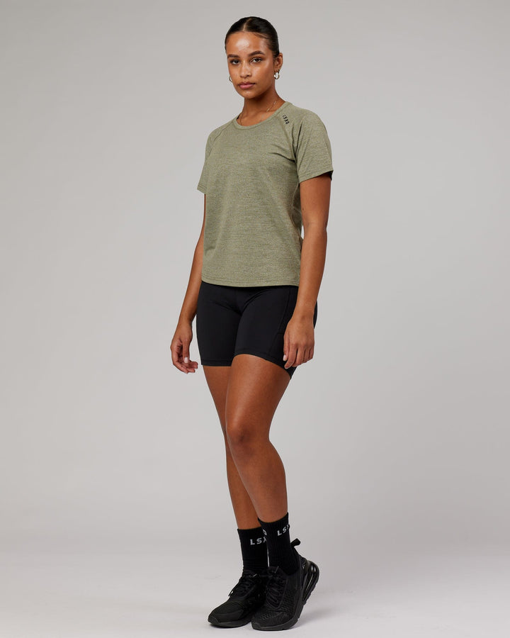 Woman wearing Olive Marl Perform VapourLFX 